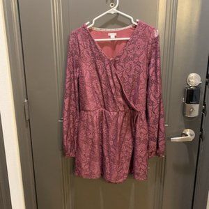 xhilaration purple lace romper, size medium